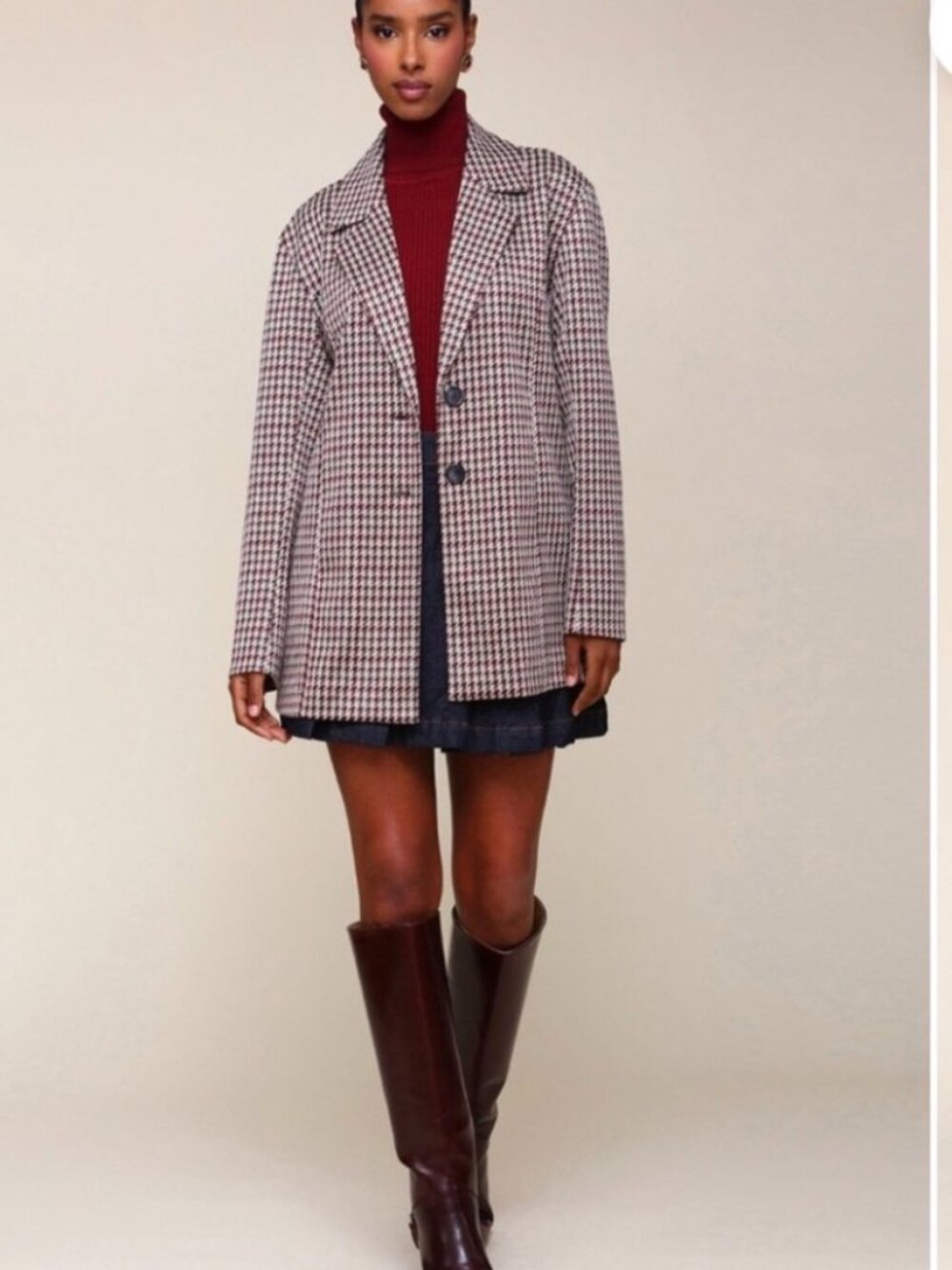 NWT Avec Les Filles Oversized Longline Houndstooth Plaid Blazer. Size XL - Picture 13 of 14